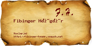 Fibinger Hágár névjegykártya
